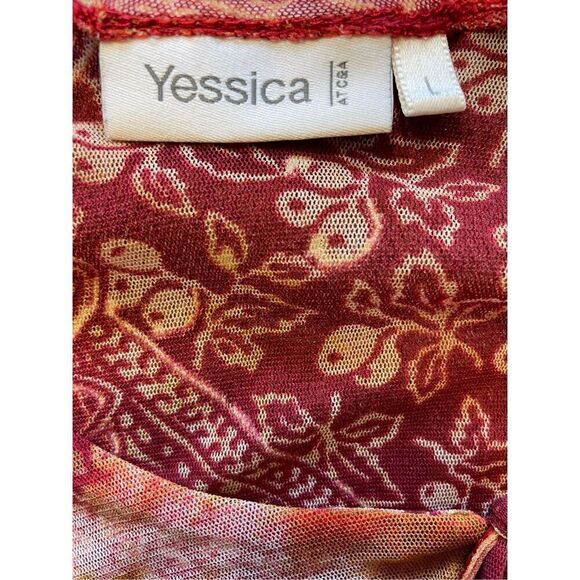 Yessica Women’s Boho Sheer Mesh Long Sleeve Festival Blouse Size Large - Picture 11 of 12